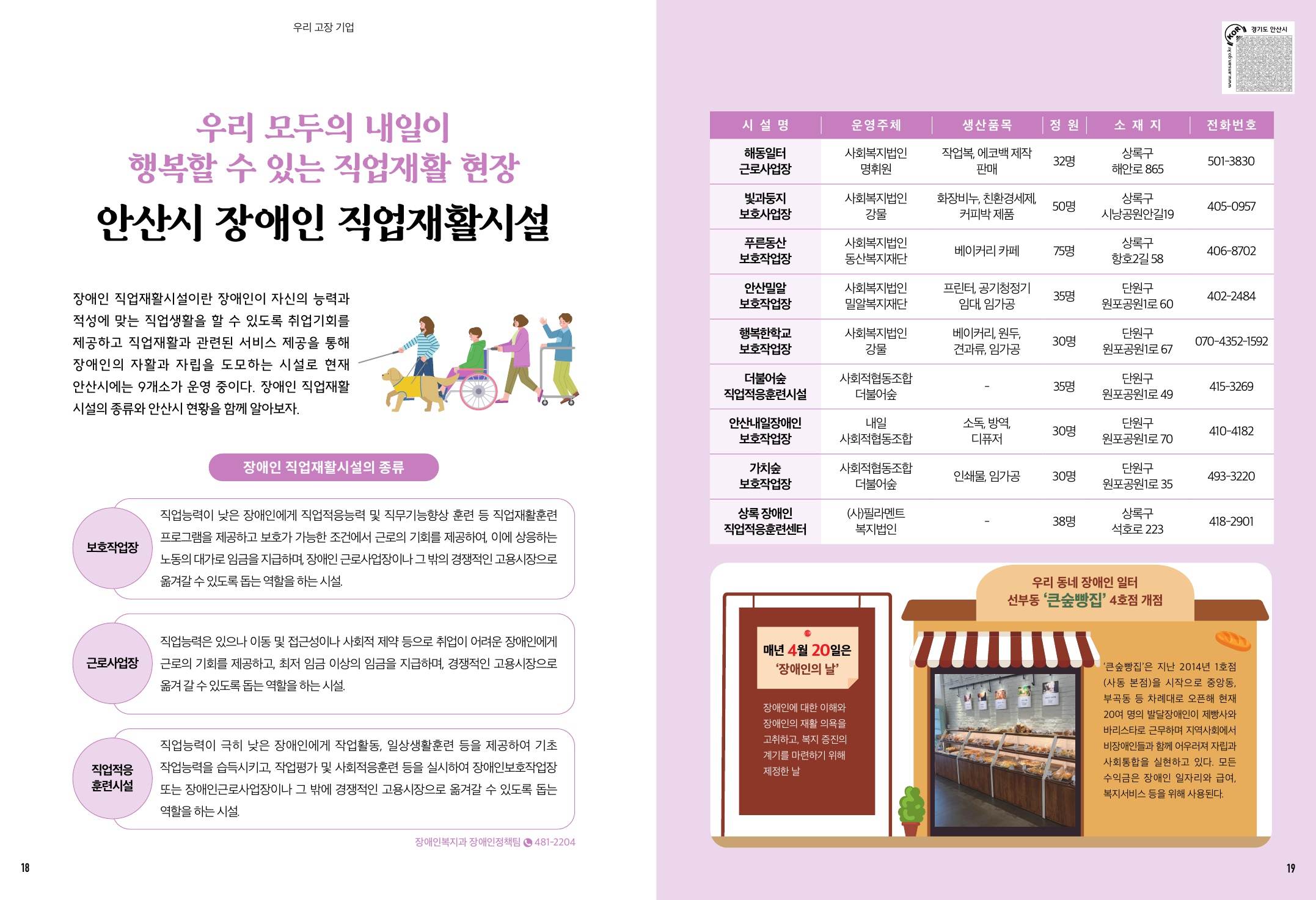 안산시 장애인 직업재활시설