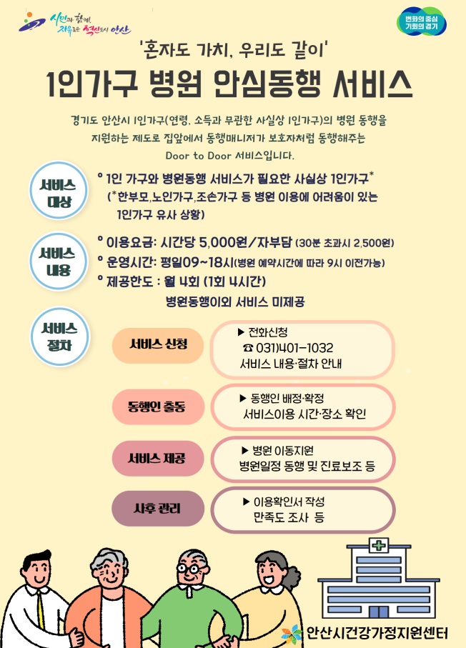 홀로 병원 가기 어려운 1인 가구… 안산시 안심동행 서비스 운영