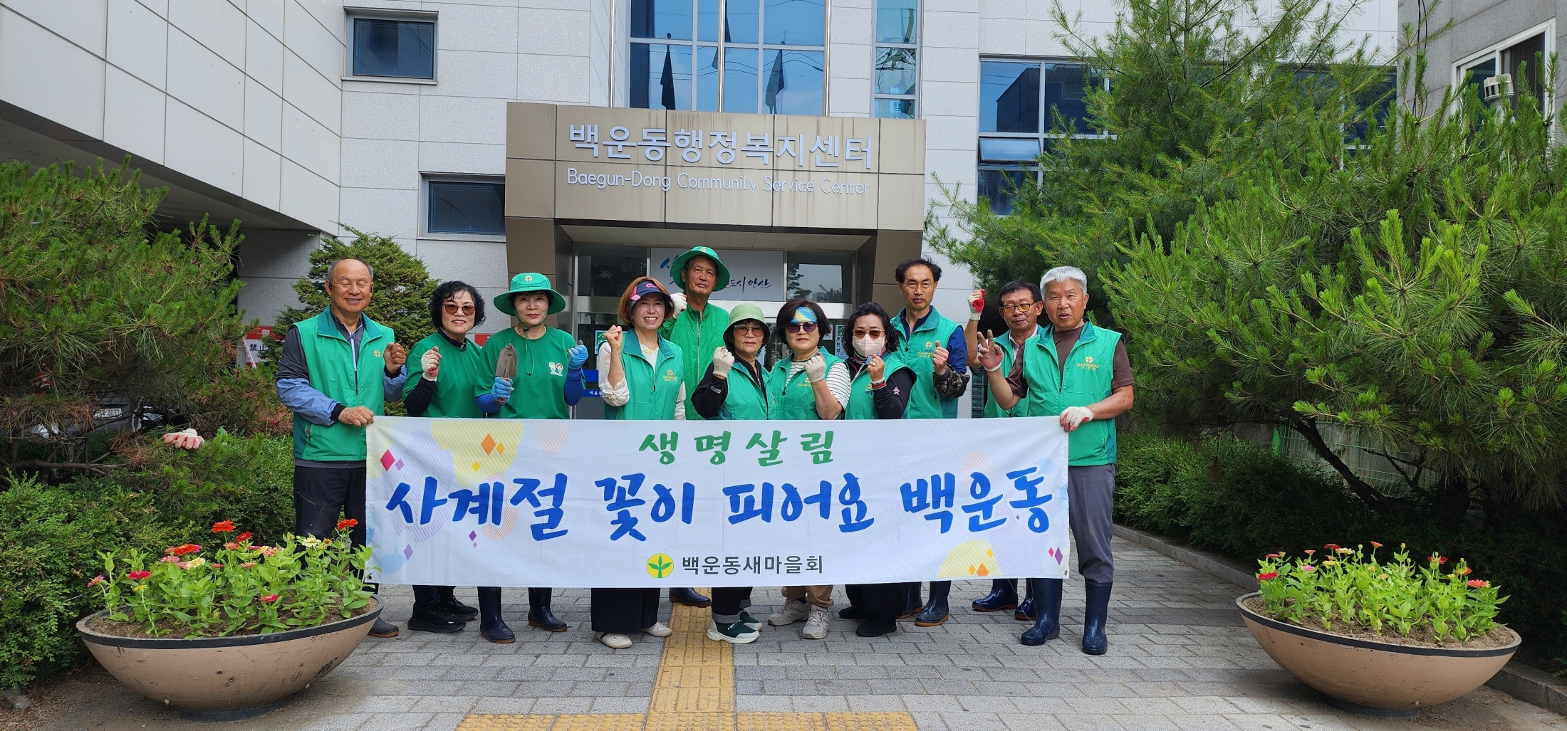 안산시 백운동 남·여새마을회, 여름꽃 식재