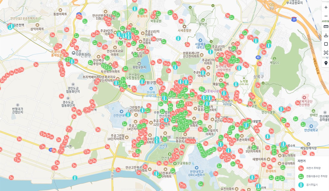 자전거 편의시설 위치 정보는‘생활정보지도’에서 한눈에