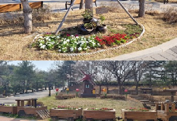고잔동, 청사 주변 봄맞이 꽃 식재 사진